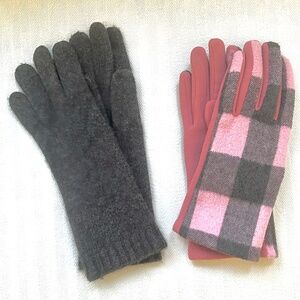 Glove Bundle, Gray Cashmere, Pink Buffalo Plaid Fleece